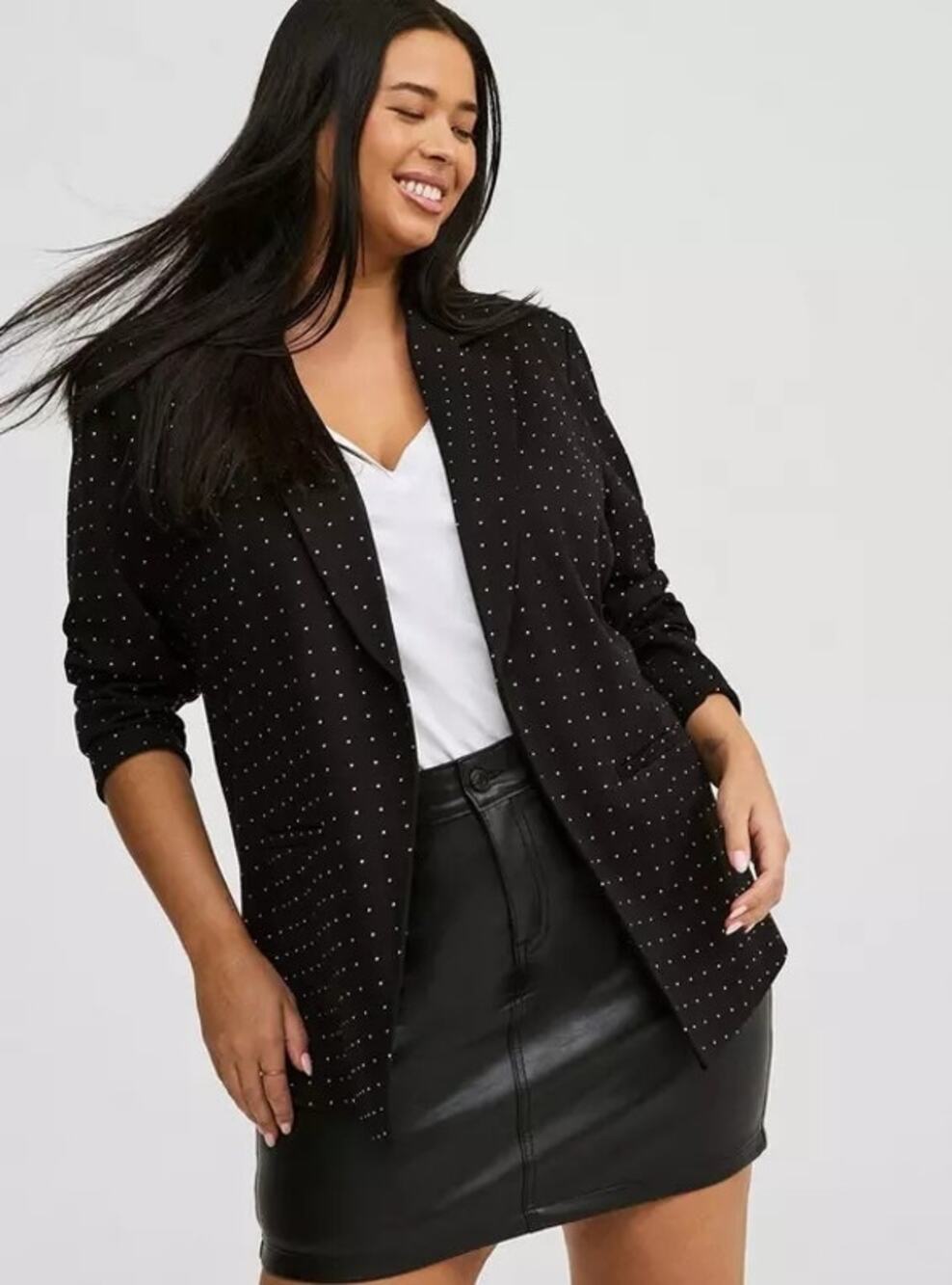 Torrid Rhinestone Ponte Parker Blazer in Black Size 2X